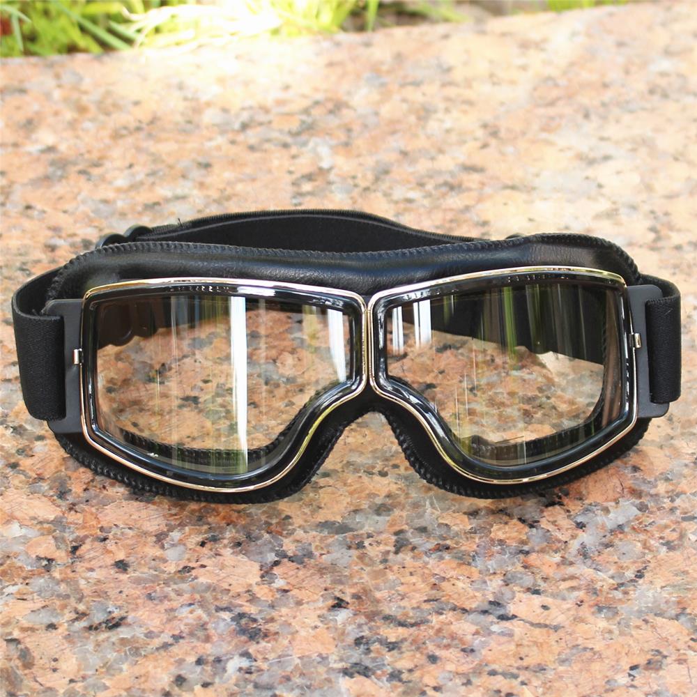 Vintage skyddsglasögon motorcykel läderskyddsglasögon cruiser fällbara skyddsglasögon nyaste solglasögon motocross säkerhet: Svart