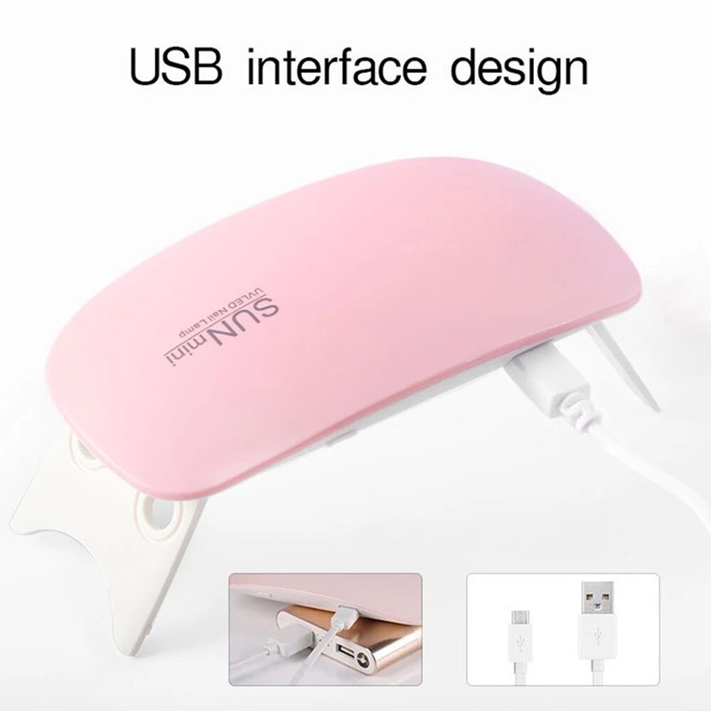 Mini secador de uñas , lámpara Led UV de 6W, con Cable USB, herramientas portátiles de manicura para esmaltes a base de Gel, color blanco y rosa