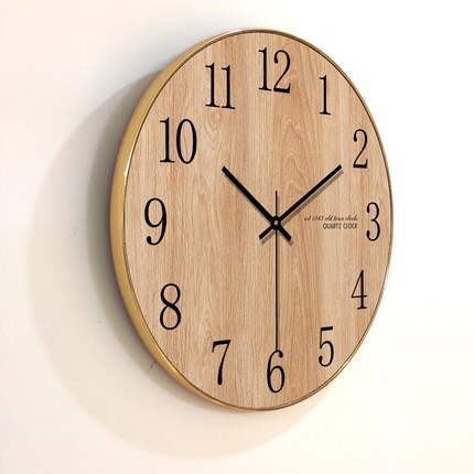 Horloge murale ronde en bois style arabe | numérique, décoration murale de salon silencieux, pour la maison, de montre murale: 6 / 14 pouce