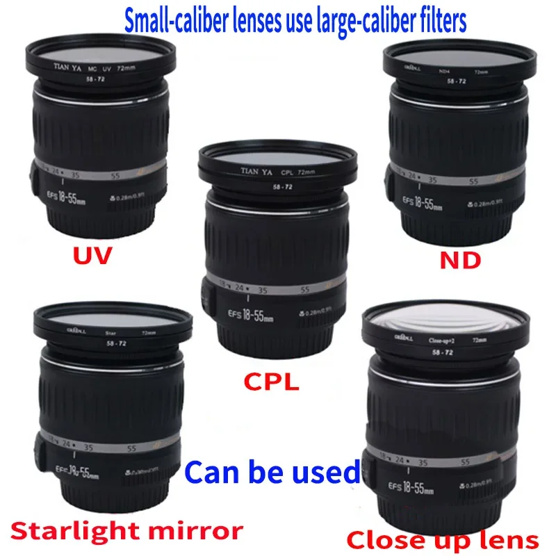 58-62 58-67 58-72 58-77 58-82 62-67 62-72 67-77 67-72 77-82 86 95 mm lens step-up/down ring filter universele camera-adapter