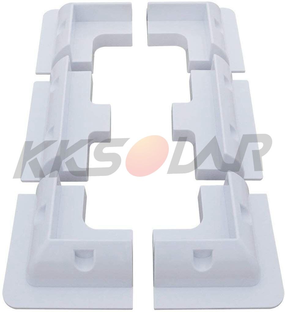 6pc ABS Solar Panel Mounting Bracket White Rectangle Set-Free Corner Bracket Mount for RV, Boats, Caravans, Marine, Motorhomes