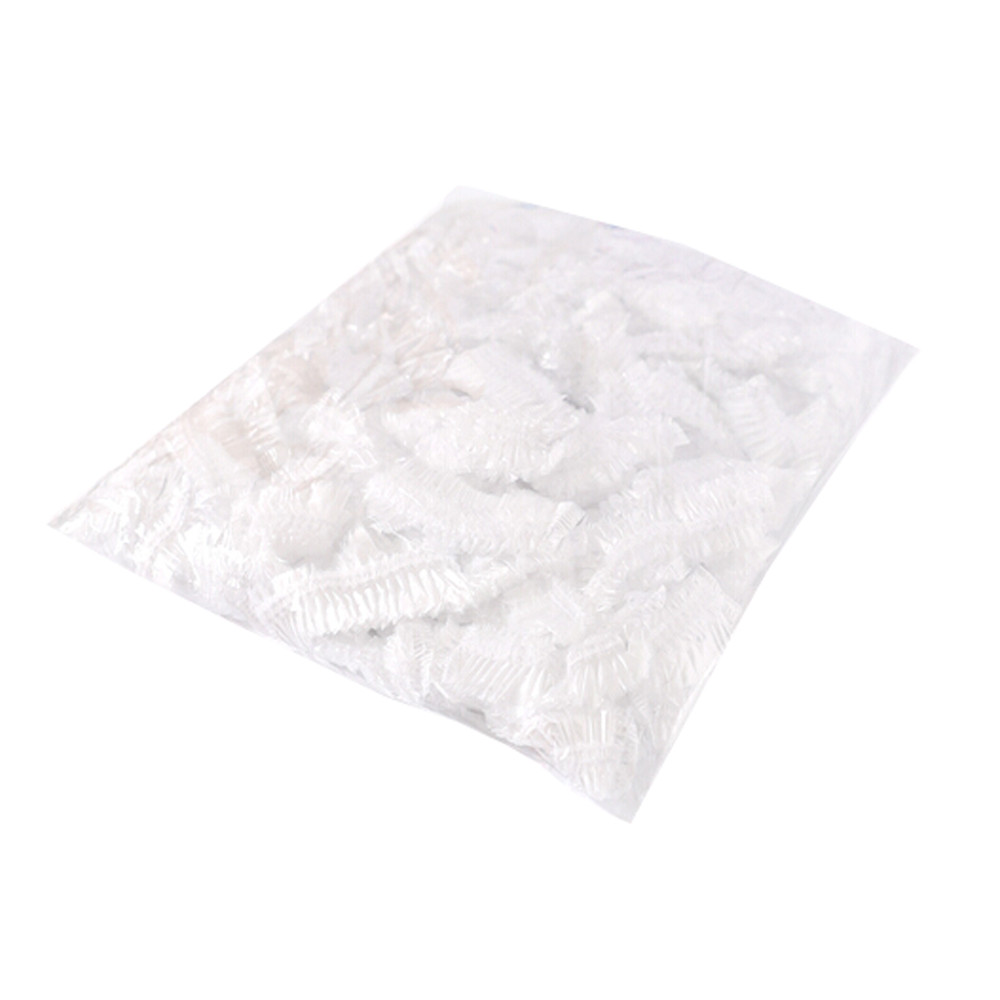 100 Pcs Disposable Shower Cap Plastic Waterproof Headgear Hotel Hair Dye Shower Cap Transparent Plastic Beauty Salon Cap Cling: Default Title