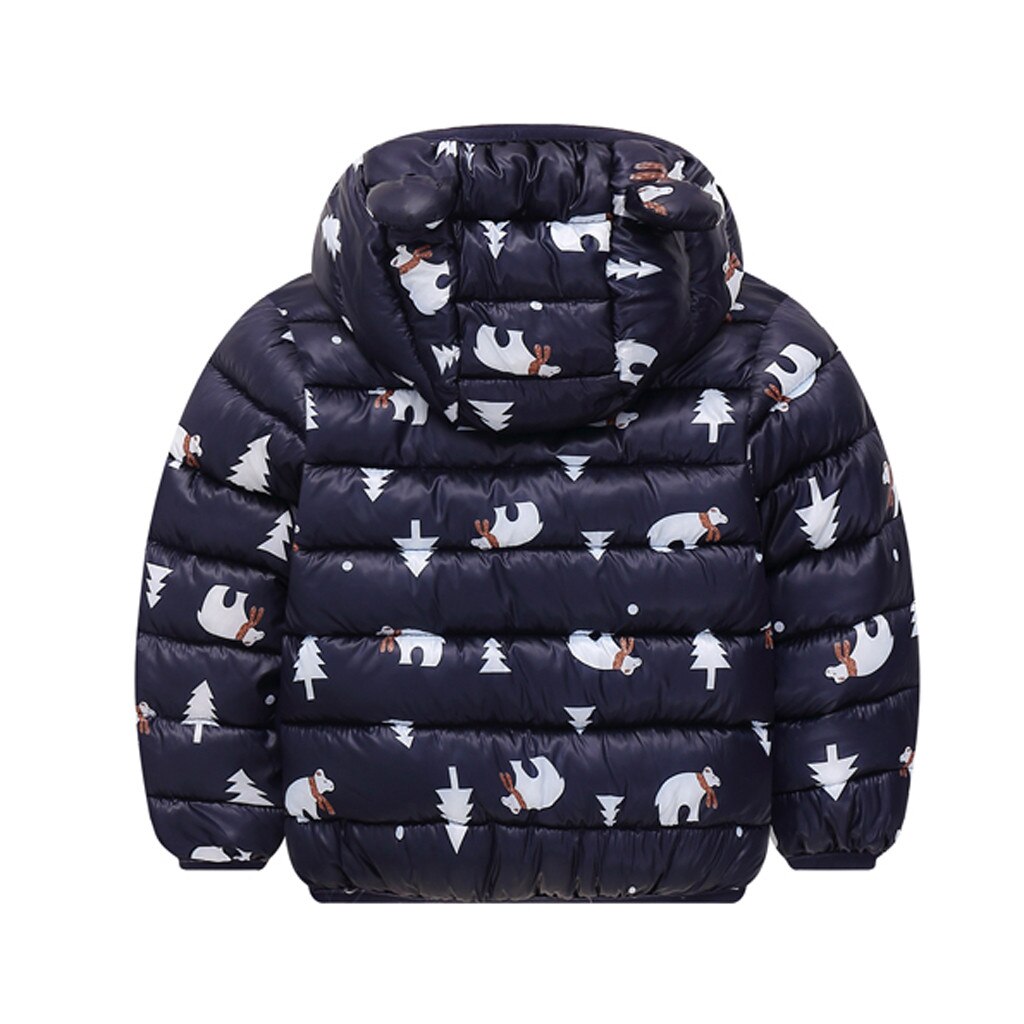 Abrigos de chico para la nieve infantil abrigos con capucha para bebés y niñas chaquetas con estampado de dibujos animados Otoño Invierno ropa de abrigo para niños: Black / 18 meses
