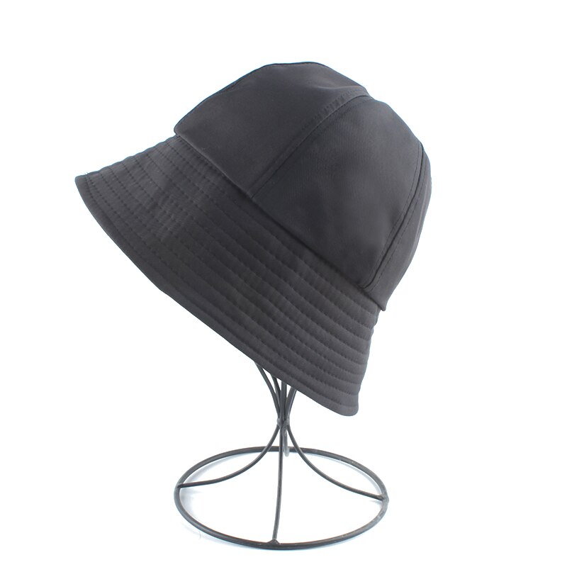 Sommer solhatte til kvinder koreansk foldbar sort bøttehat klokkeformet fiskerhat afslappet bøttehat: Sort