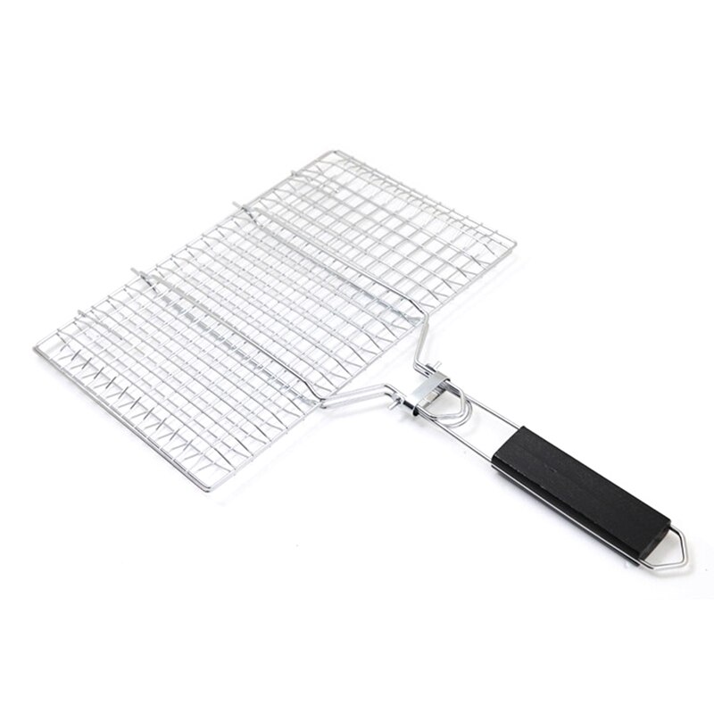 Grill Accessories,Grill Basket,Grill Rack,Portable Folding Stainless Steel Fish Grilling Basket with Removable Handle: Default Title