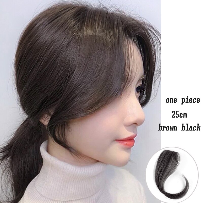 synthetic Bangs clip on Front Hair Side Fringe Hair Synthetic Hair Bangs Hairpiece Long Bangs Extensions for Women 25-35cm: 25-4-1