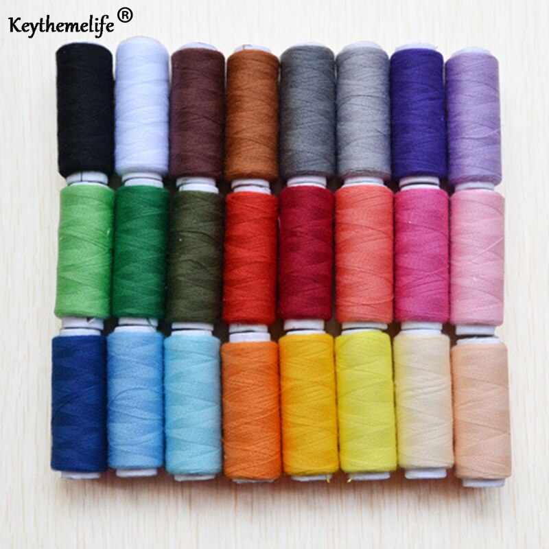 24Colors 200 Yards Sewing Threads Machine Embroidery Thread Cotton Thread Craft Patch Supplies Home Cotton Sewing fil couture