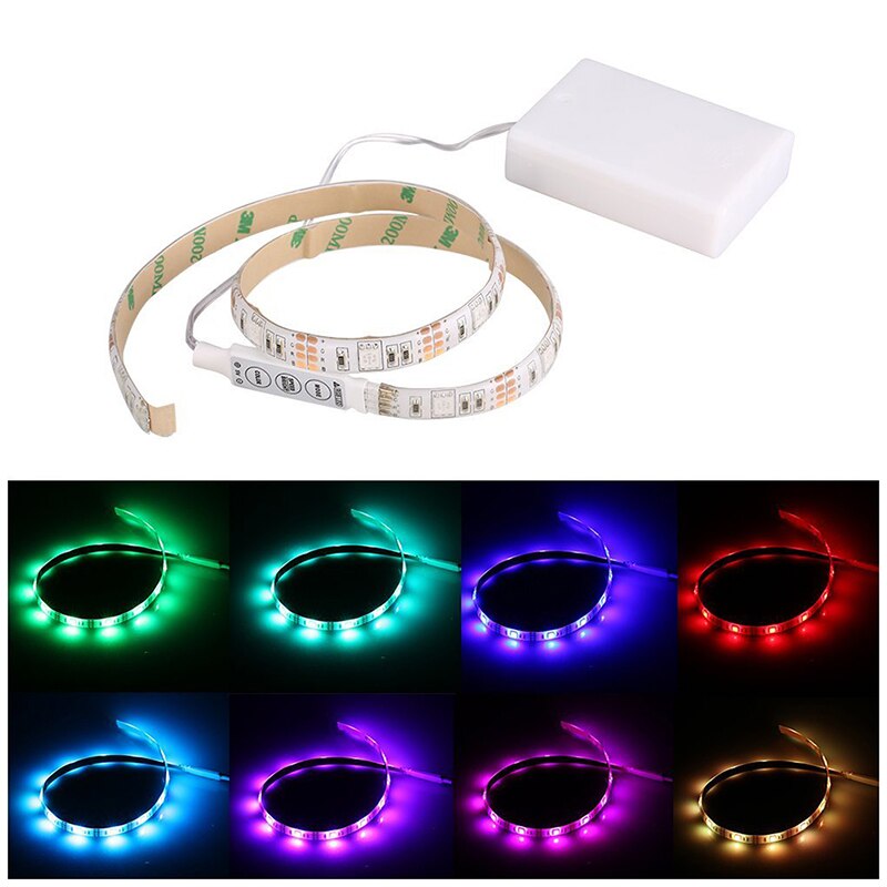 Rgb Flexibele Led Light Strip Waterdicht IP65 15Leds DC5V Met Controller Batterij-Aangedreven, Led Tape, licht Strips Voor Tv Kast