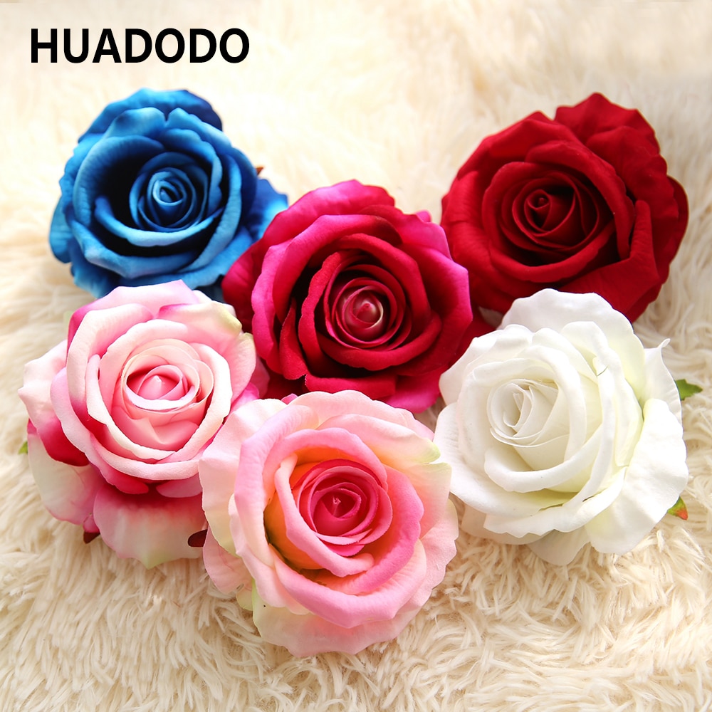 HUADODO 10 cm 2 Stuks Kunstmatige Rose bloemen heads Zijde DIY nep bloem muur Voor Home Bruiloft Bloem Decoratie