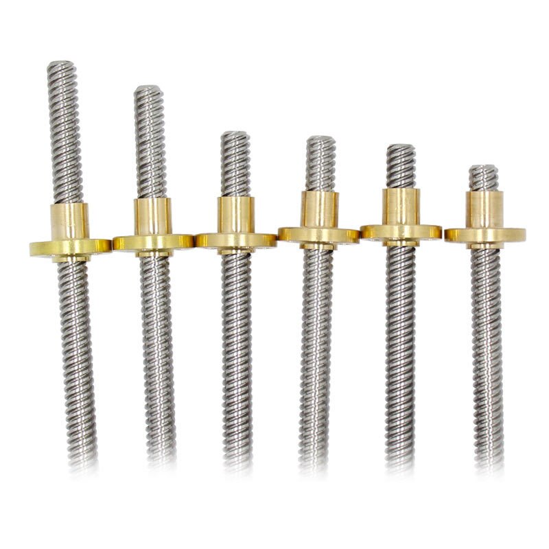 3D Printer Parts T8 Lead Screw OD 8mm Pitch 2mm 350mm 400mm 500mm with Brass Nut for Stepper Motor Threaded Rod Stainless Lead