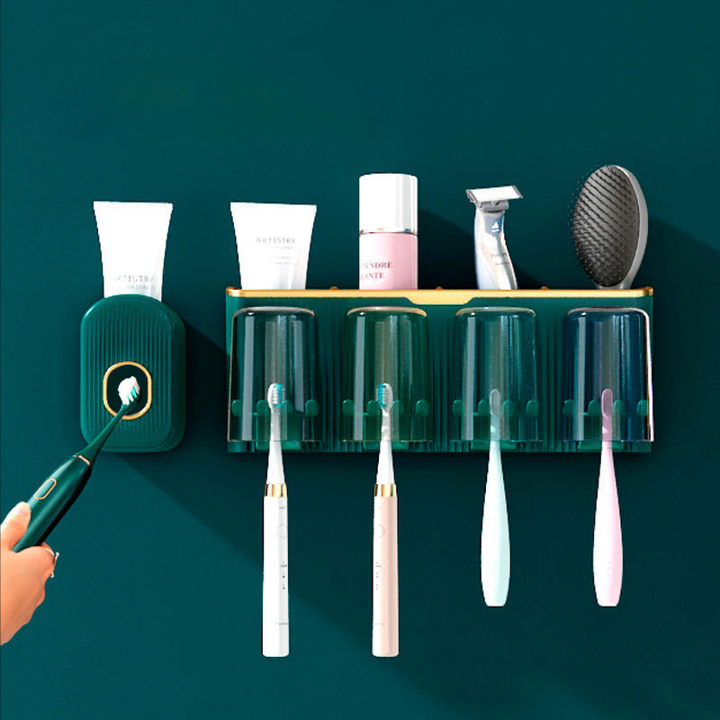 Rack Sticker Toothbrush Rack Co Toothpaste Dispenser Gargle Cup Toothbrush Rack No... – Vicedeal