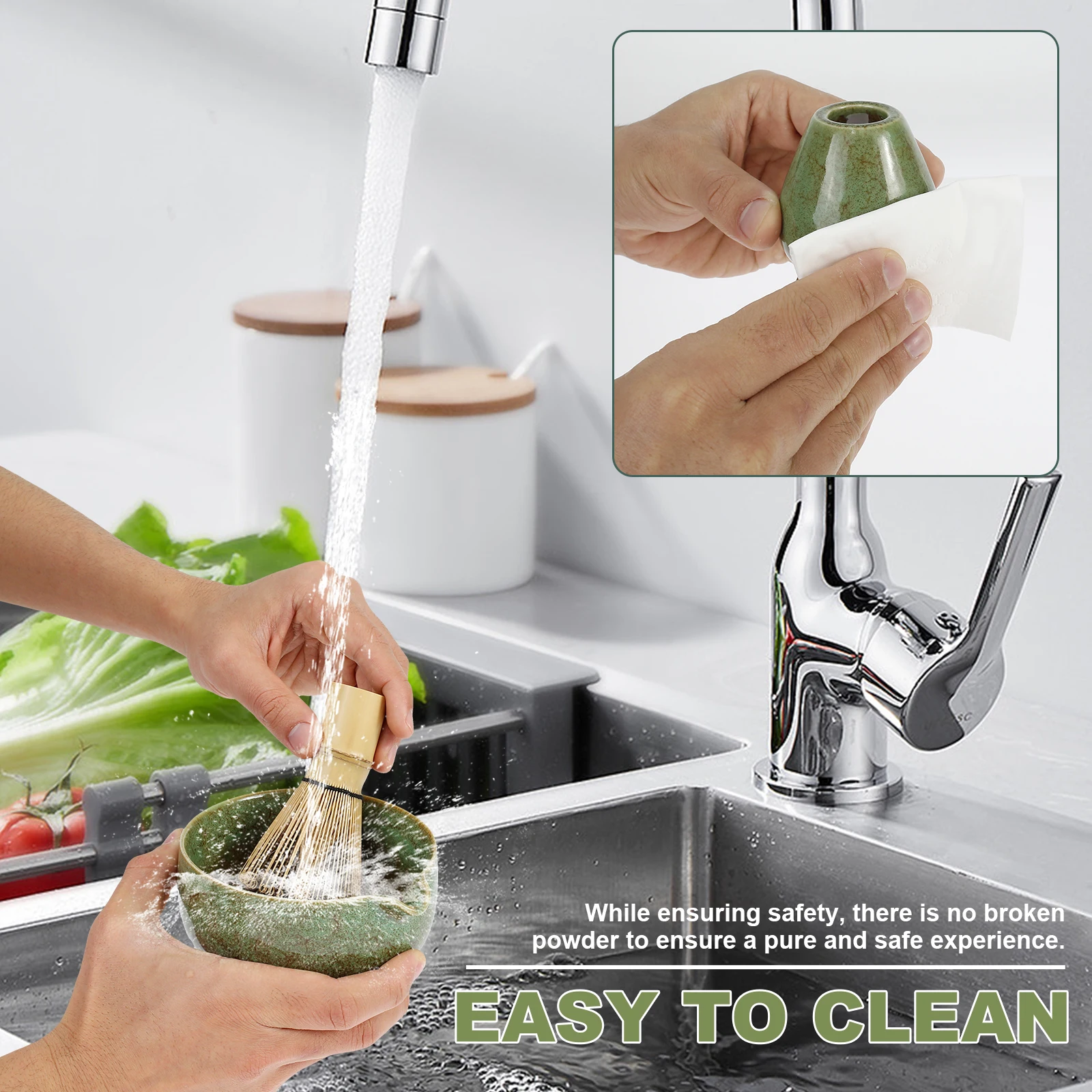 Matcha-garde-set schoon te maken Matcha-theeservies Veelzijdige Matcha-garde en komset Stevige Matcha-kit Inclusief Matcha-komset