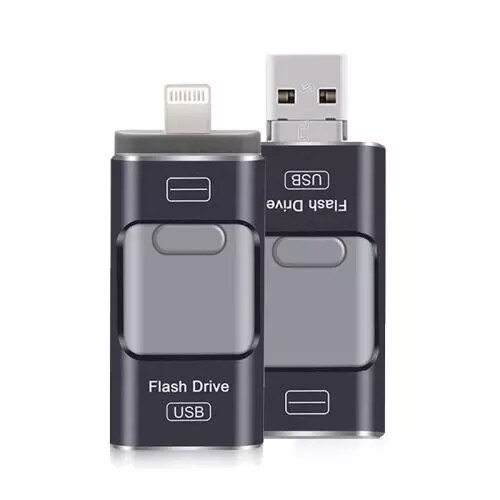 Usb Flash Drives Compatibel Iphone/Ios/Apple/Ipad/Android & Pc 128Gb [3-in-1] Lightning Otg Jump Drive 3.0 Usb Memory Stick: 8GB / Black