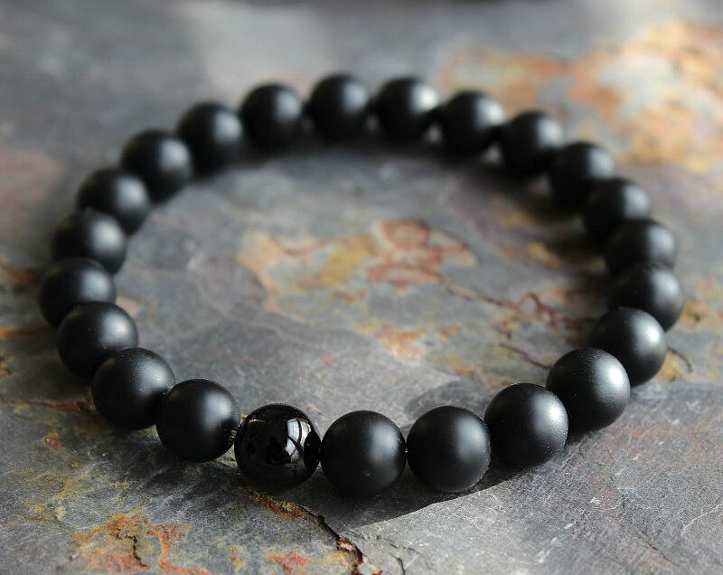 8mm Männer matt Schwarzen Onyx Yoga Energie Perlen Armbinde Freund Für Frauen Männer Ihr seine Natürliche Stein perlen Schmuck Charme: Default Title