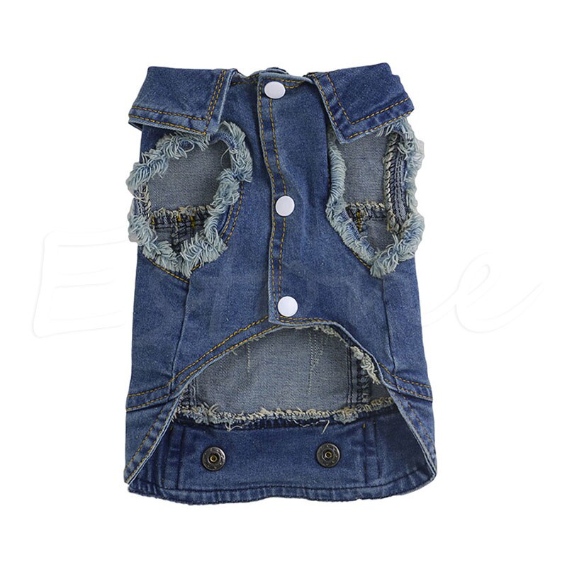 Apparel Denim Pet Dog Puppy Jacket Coats Clothing Sleeveless Clothes H55A