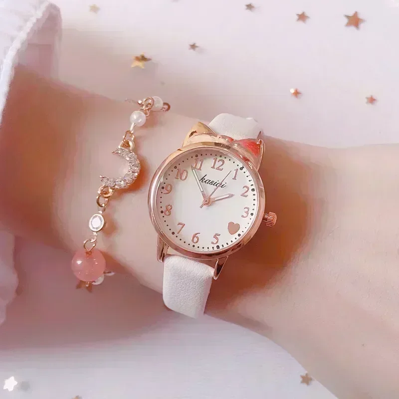 2025 Kinder Liebe Digitale Zifferblatt Kinder Set Uhr Lederband Quarz Uhren Kind Mädchen Uhr kinder Uhr + armband