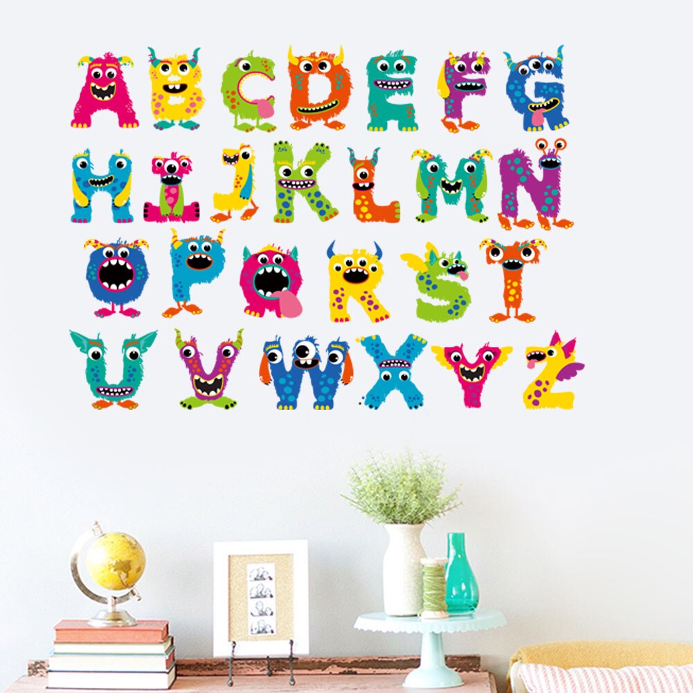 Cartoon number animal 26 letter word wall stickers children&#39;s room kindergarten early education wall stickers letter signs: 01