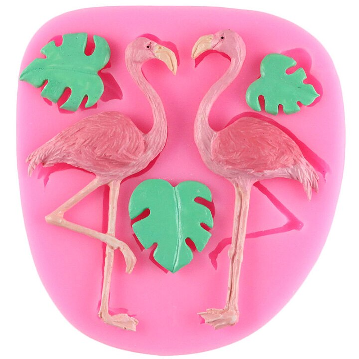 Moule en Silicone flamant rose, fleur, tortue, feuille, chocolat, Fondant, fête d&#39;été, outils de décoration de gâteaux, résine, argile: CF428
