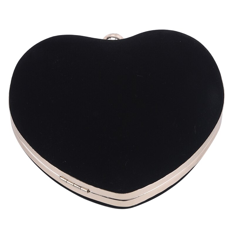 Hartvormige diamanten dames avondtassen ketting schoudertas clutches avondtassen voor feest bruiloft: Zwart