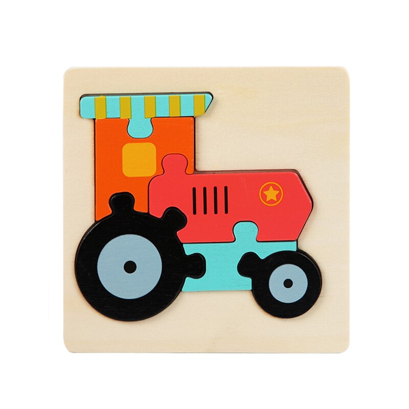 Kids Montessori Houten Speelgoed Cartoon Dier Verkeer 3D Puzzel Blokken Kid Leren Speelgoed Baby Kleurrijke Houten Onderwijs Speelgoed: truck