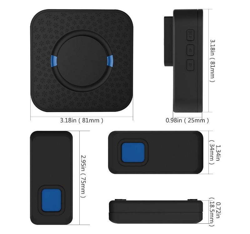 EU US UK Plug Wireless Doorbell Chime Waterproof Push Buttons LED flash Door Bell For Home Office Classroom