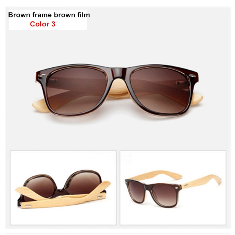 Gafas de sol de bambú para hombre y mujer, gafas de sol Vintage, patilla de madera, gafas de de , gafas de sol de , para hombre y mujer: Color 3