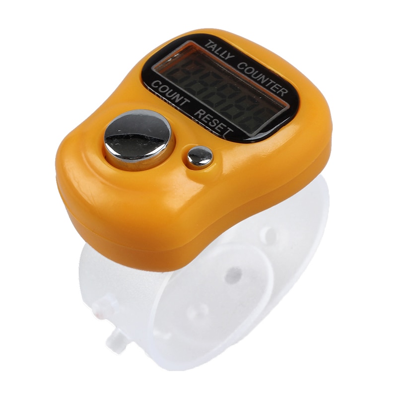 ELEG-Mini LCD Electronic Digital Display Finger Hand Tally Counter Counting: Orange