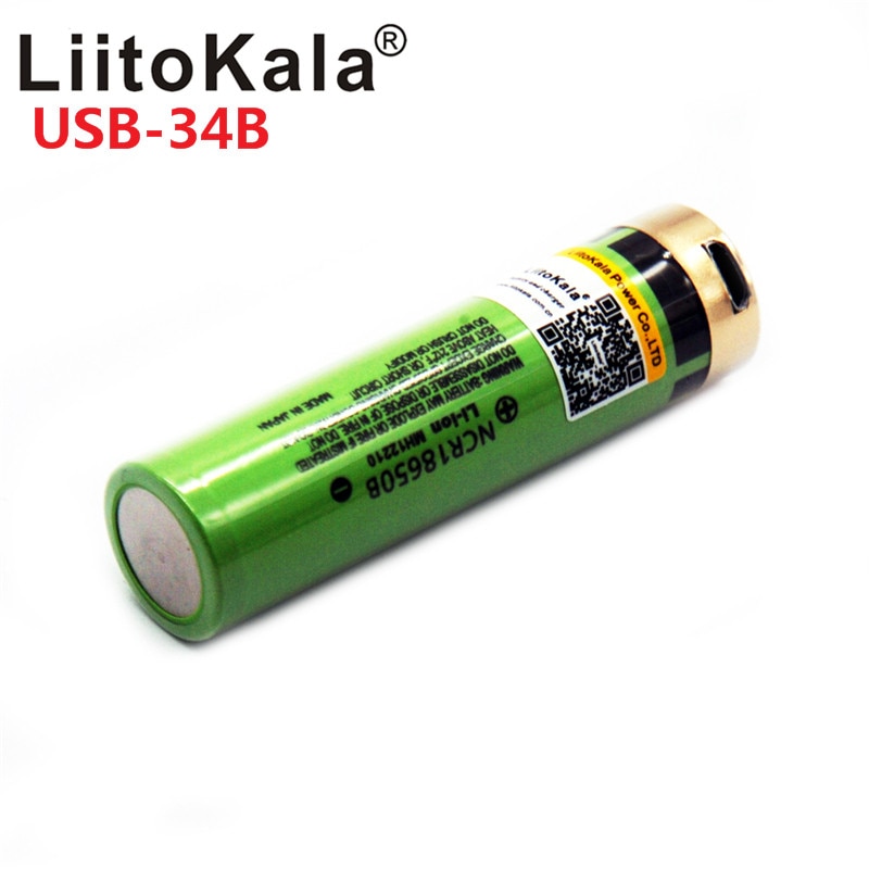 LiitoKala USB 3.7V 18650 3400mAh Li-Ion USB Oplaadbare Batterij Met LED Indicator Light DC-Opladen