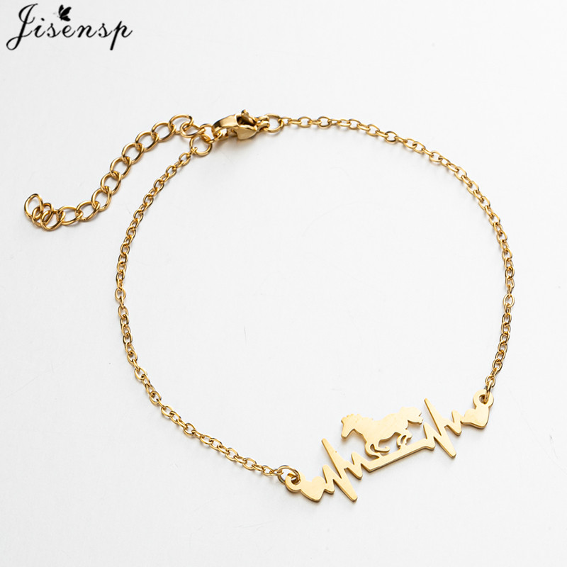 Bransoletki ze stali nierdzewnej bicie serca błyskawica koń wisiorek łańcuszki moda uroki bransoletka dla kobiet biżuteria impreza dziewczyny prezenty