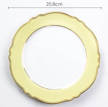 8 Inch Snoep Kleur Goud Velg Diner Borden Dessertbord Servies Taart Schotel Snack Tray: B