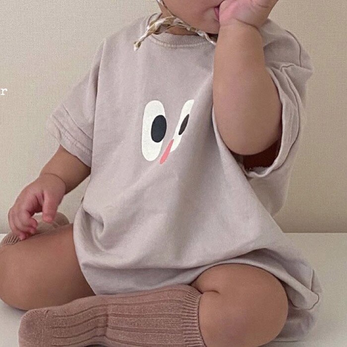 Baby rompertje van katoen met korte mouwen, baby jongens en meisjes, grappige cartoon print babykleding 0-24m