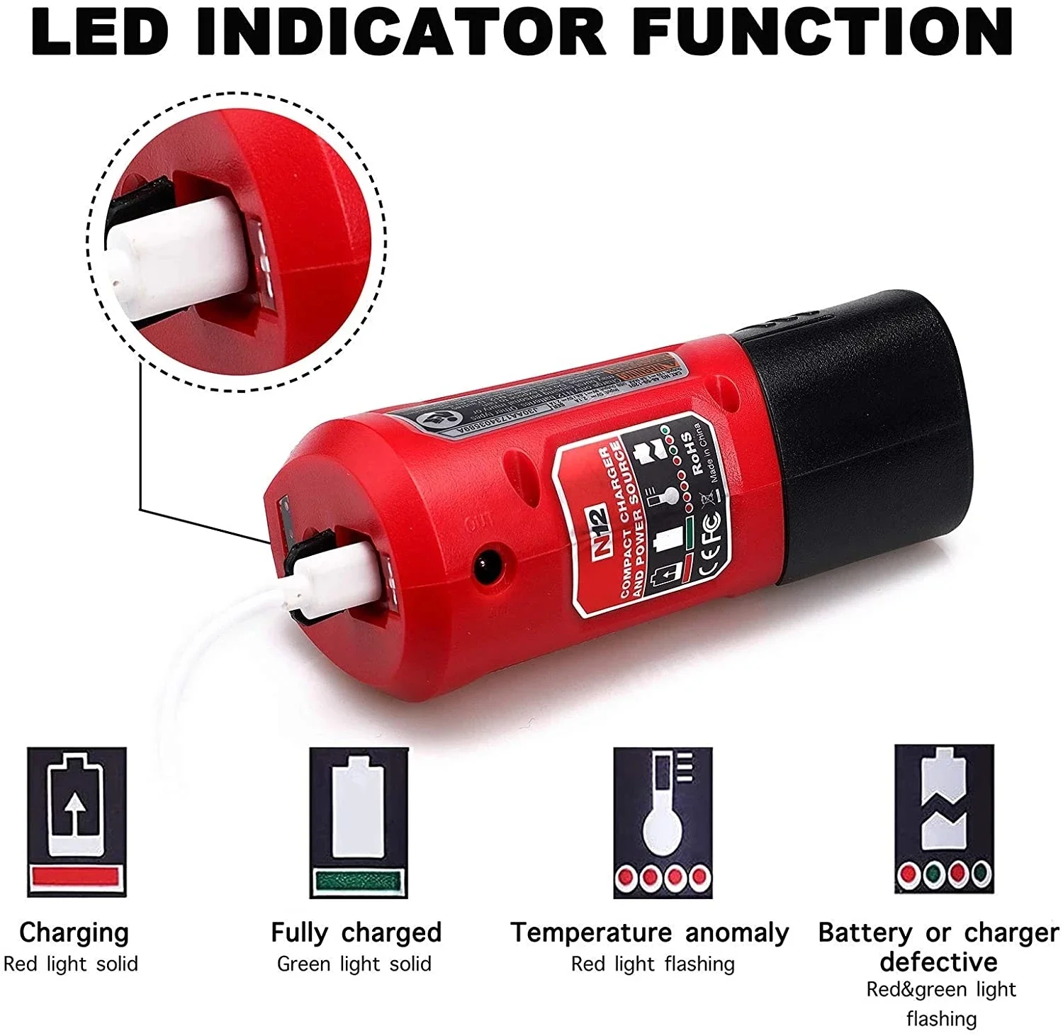 Adapter N12 Li-ion Battery Charger Converter for Milwaukee M12 12V 10.8V Lithium Battery USB Device Mobile phone Power Supply
