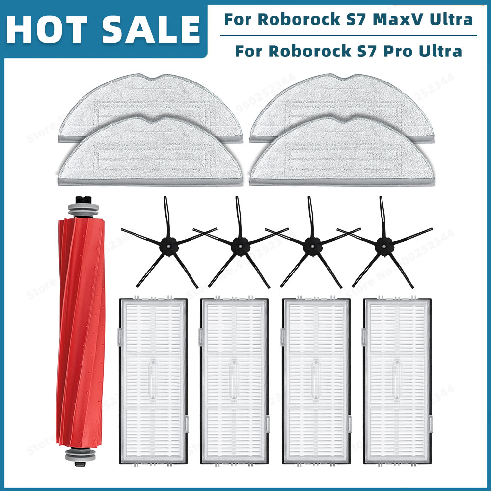 Accesorios para Roborock S7 Max Ultra / S7 MaxV Ultra / S7 Pro Ultra, piezas de repuesto, cepillo lateral principal, filtro, mopa, bolsa de polvo: Naranja