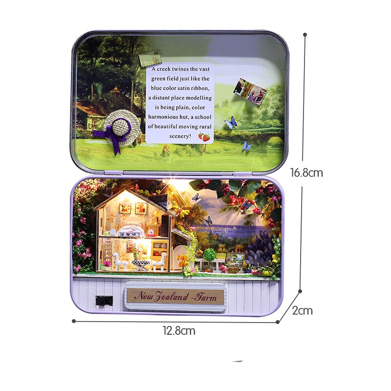FAI DA TE Casa di Bambola Mobili Giocattolo Di puzzle Campagna Scatola Teatro Nostalgico Tema Scena in Miniatura di Legno in Miniatura Casa Delle Bambole