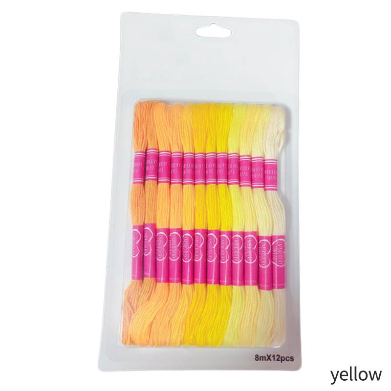Similar Thread Gradient Color Embroidery Thread Cross Stitch Cotton Sewing Skeins Floss Kit 12Pcs Needle Craft: Yellow