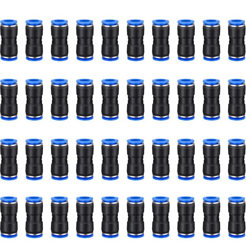 100Pcs PU Pneumatic Fittings 2-Way Straight Connector Quick Release Pneumatic Connectors Air Line Fittings for 6mm Tube: Default Title