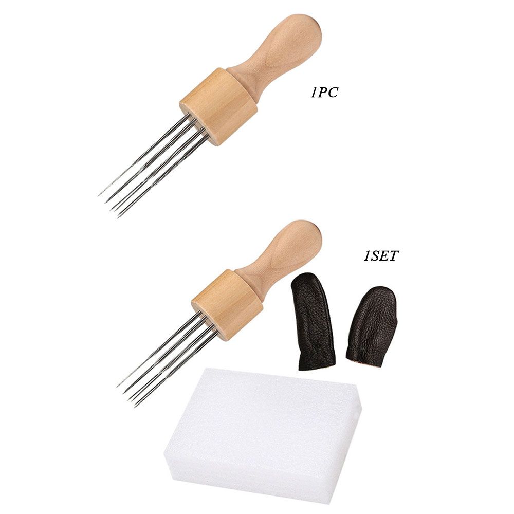 Agujas de fieltro con mango de madera maciza, herramientas de fieltro de lana con ocho agujas, para manualidades, costura DIY, 1 ud.