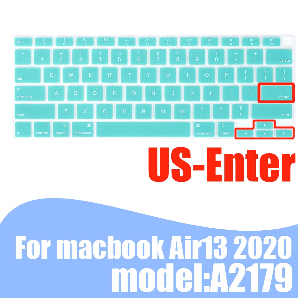 For Macbook Air13 Laptop Keyboard Cover Protective Film Air13.3 A2179 Silicone Keyboard Cover US/EU/JP Color Dust Cases: A2179 US grass green