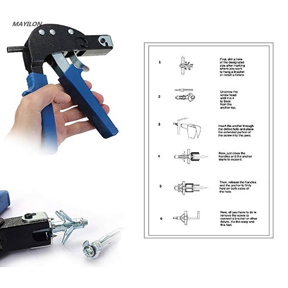 Hollow Wall Anchor Metal Setting Tool with M4 M5 M6 Mixed Screw Set Hollow Cavity Plasterboard Fixing Tool Car Body Repair Tool