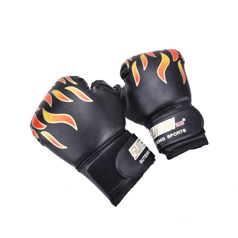 1 par PU niños de dibujos animados niño Sparring guantes de Kick Boxing de rojo Age5-12 negro/rojo/azul: Negro