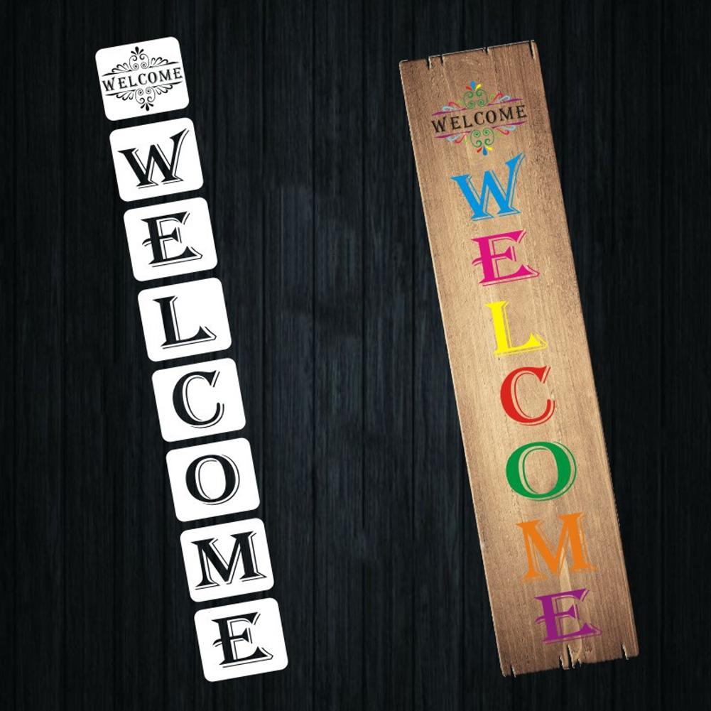 Welcome Sign Stencils Large Plastic Reusable Individual Letter Alphabet Drawing Templates for Hotel Home Porch Decorations DIY