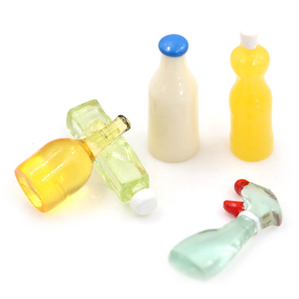 1:12 Schaal Speelgoed 5 Stuks Plastic Keuken Flessen Hoogte 3cm Poppenhuis Miniatuur voor Pop Accessoires