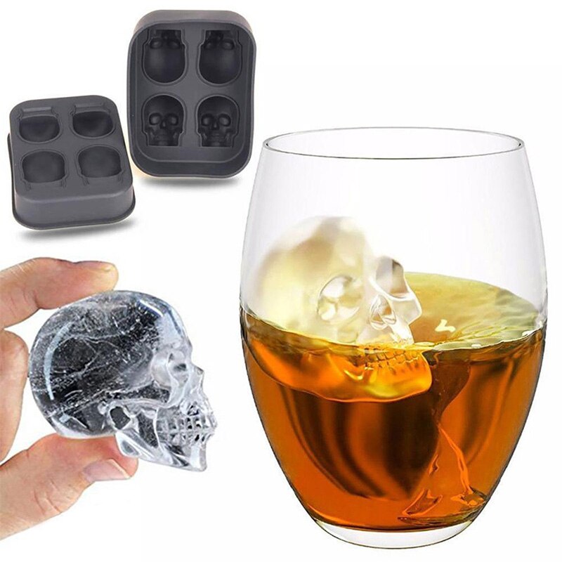 DIY Molds for Bars Silicone Skull Ice Cube Four-in-one Silicone Skull Ice Cube Mold Whiskey Ice Cream 3D Ice Maker