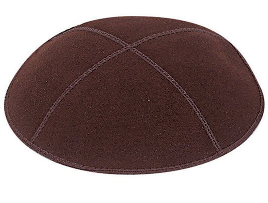 15/16CM SUEDE KIPPAH JEWISH KIPPAH LEATHER YARMULKE KIPPAH: Brown