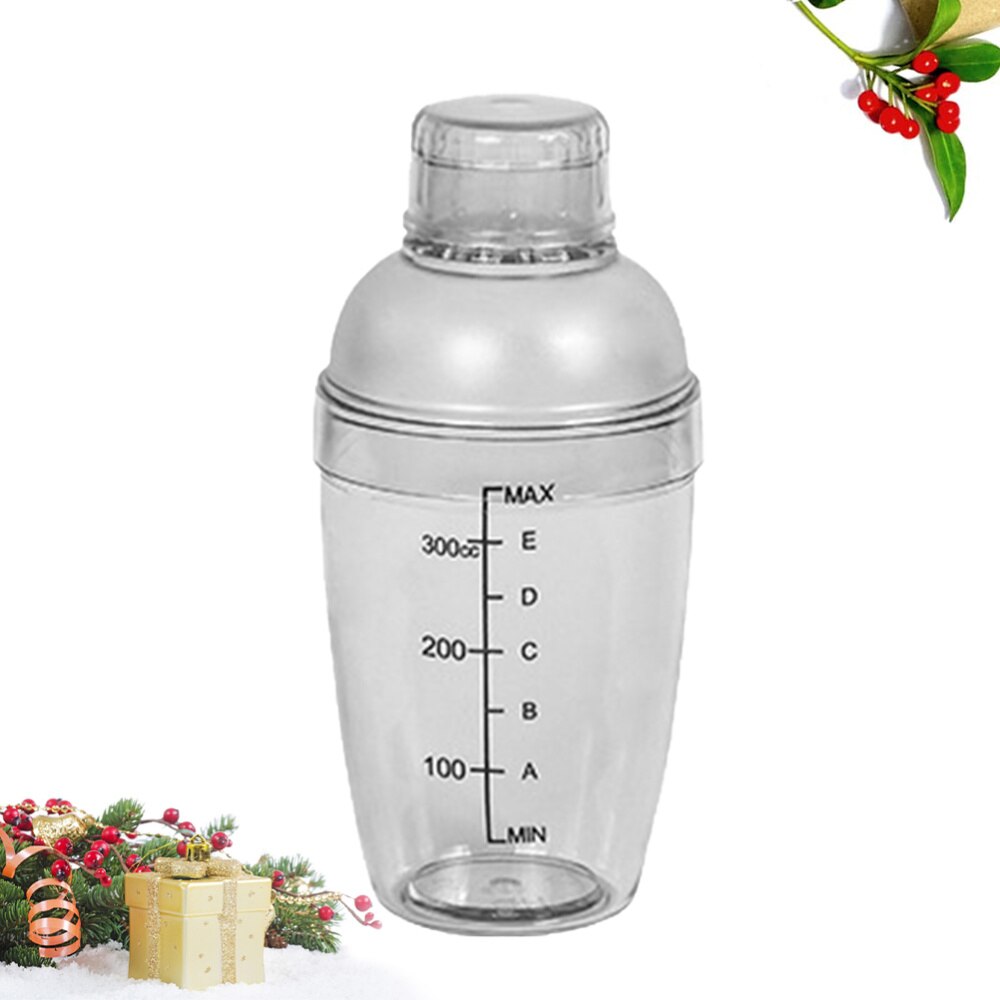 300ml Hand Shake Cup Cocktail Shaker Transparent Mixer Cup Clear Bar Shaker Wine Milk Tea Shaker Cup with Scale (White)