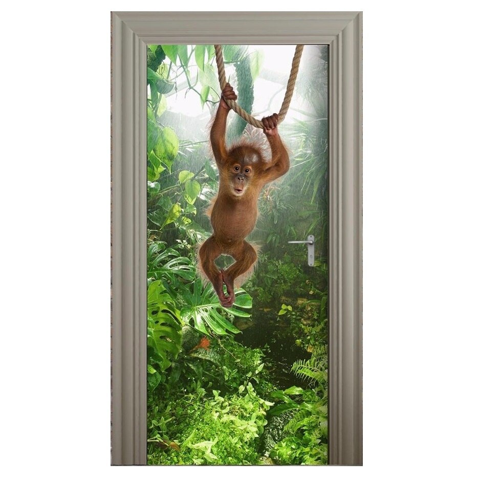 Abe chimpanse dyr jungle dør klistermærker til stue dør boligindretning vinyl vægmalerier vægmaleri