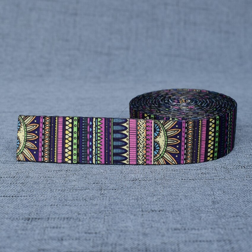 5 Yards Breedte 25Mm Webbing Yoga Riem Tape Riem Touw Hond Pet Collar Leash Harness Rugzak Tas Kledingstuk Naaien diy Accessoire: Purple Ethnic Style