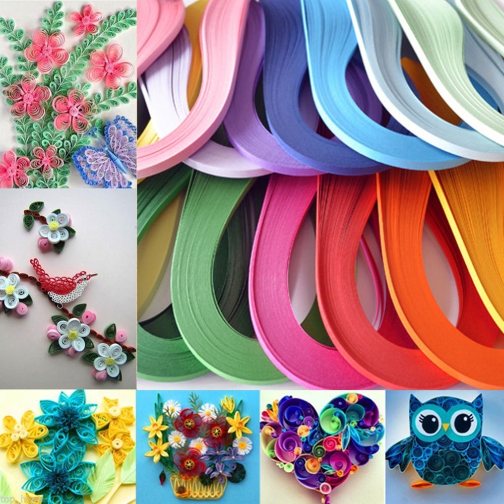 DIY 120 Streifen Quilling Papier 5mm Breite Mehrere Einfarbig Origami Papier Hand Handwerk Dekoration Druck Linderung #259127