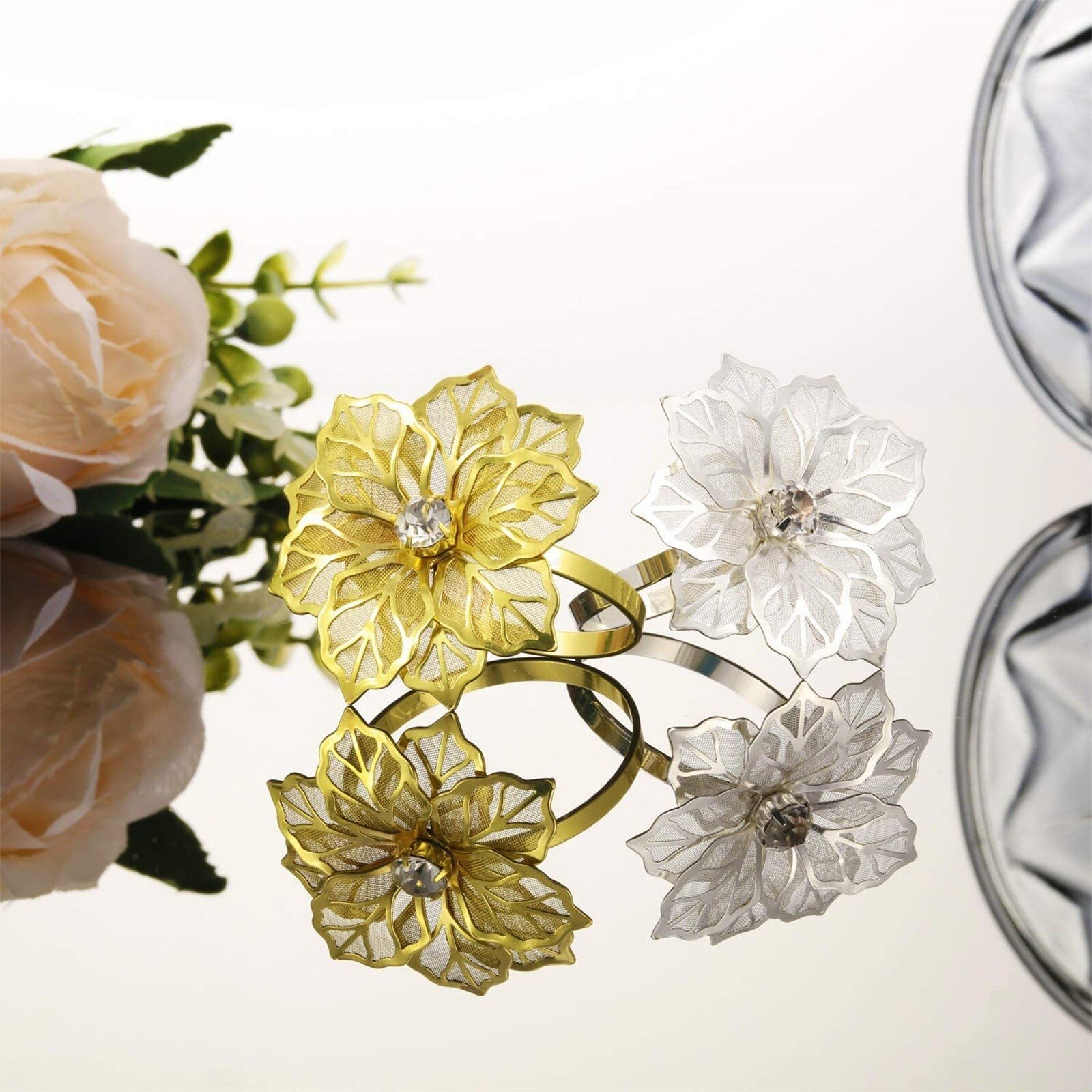 Zerodeko Eenvoudige Elegante Servettenset 2 Stuks Decoratieve Servetgespen Voor Tafeldecoratie