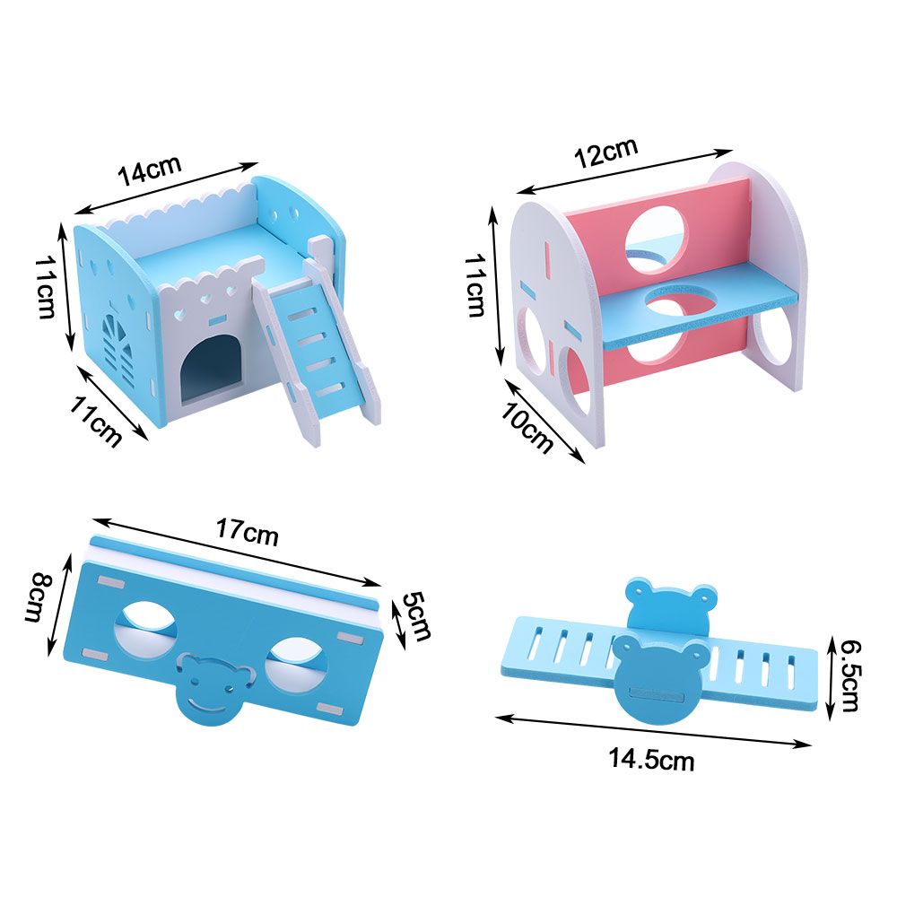 Hamsters House with Ladder Slide Wooden Small Animal Hedgehog Hamster Exercise Play Toys Accessories Pet Sport Hamster Cage